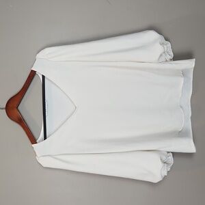 Trina Turk Puff Sleeve Blouse in Cream Size Large